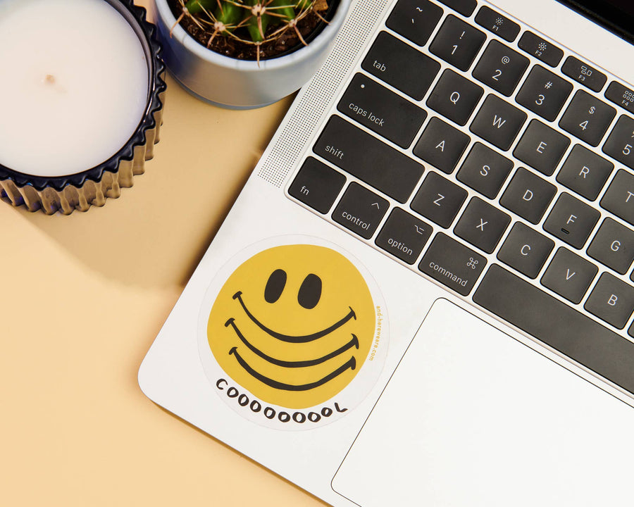COOOOOOOOL Smiley Face Clear Vinyl Sticker - Holiday Gift Stocking Stuffer