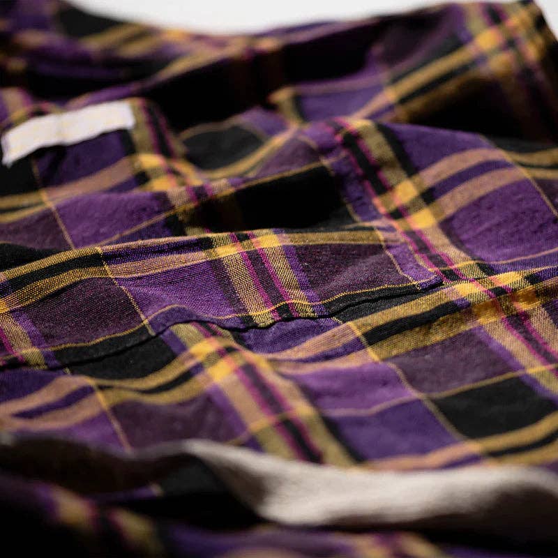 Recycle Cotton Check Apron Purple Mix