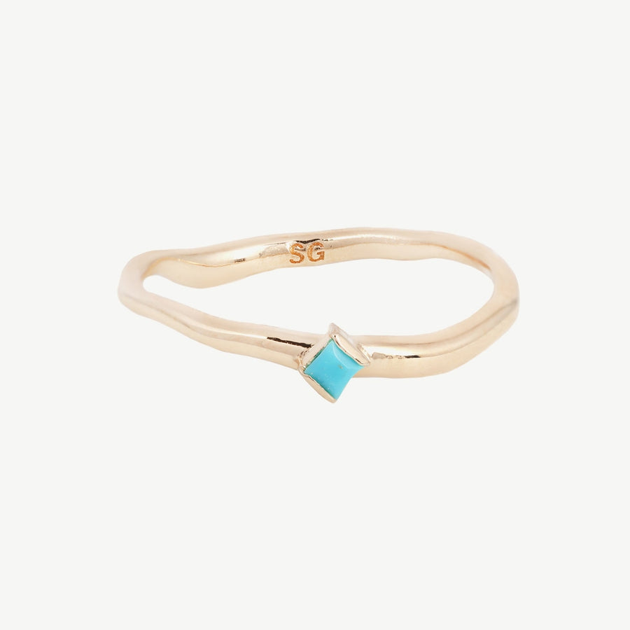 Single Cobble Gemstone Ring - Organic Band - Made in NYC