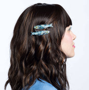 Blue Sardine Alligator Hair Clip Set