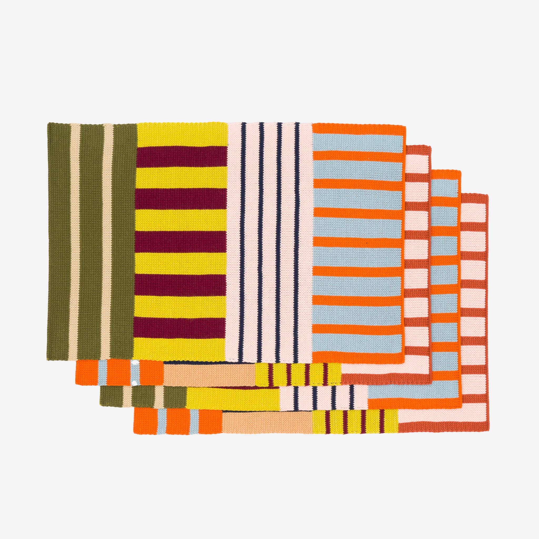 Patchwork Stripe Knit Placemat Set
