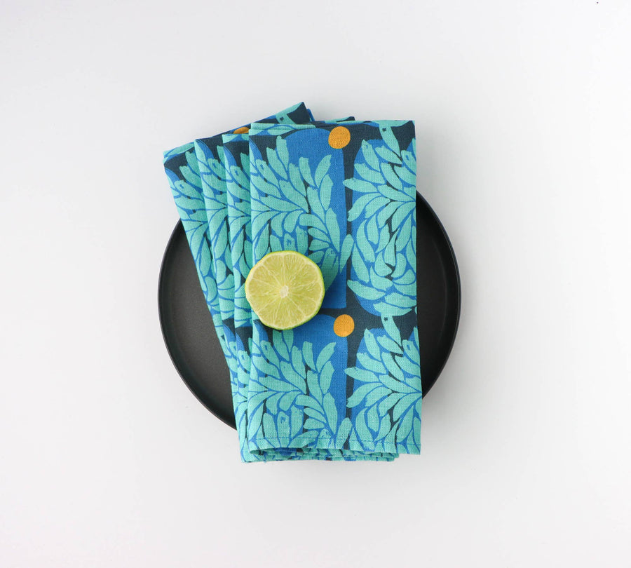Murmuration linen napkin, blue, SET OF 4