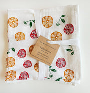 Cotton cloth napkins SET OF 4 -Pomegranate and Orange