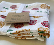 Cotton cloth napkins SET OF 4 -Pomegranate and Orange