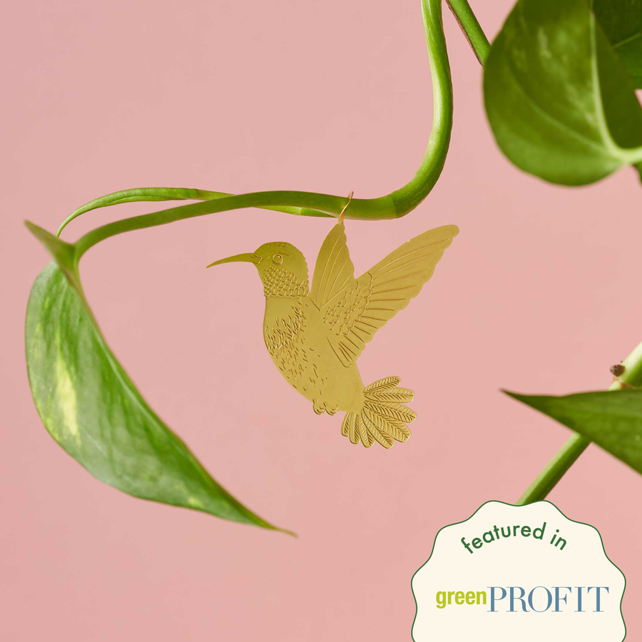 Plant Animal - Hummingbird plant decoration - Brass Hummingbird Plant Animal