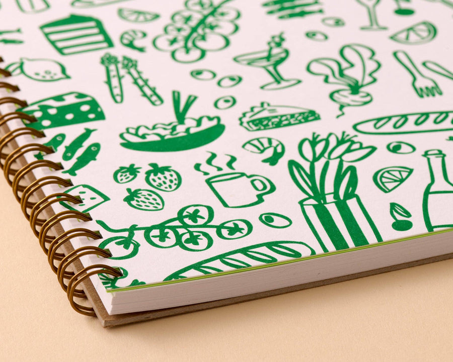 Icons Letterpress A5 Spiral Notebook - Made in USA - Food, Snack, Dinner Party, Charcuterie, Housewarming Gift, Recipe Journal - Back to School, Christmas Gift
