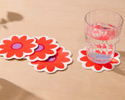 Blume Letterpress Vellum Coasters - Red (Set of 4) - Made in USA, Flower, Floral, Spring, Summer - Christmas Gift, Stocking Stuffer