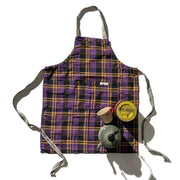 Recycle Cotton Check Apron Purple Mix
