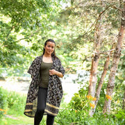 Black Modern Women's Kimono Robe - Beach Coverup | Mansa