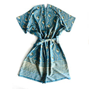 Bohemian Kimono Robe Dress Coverup in Blue Gold Tones | Bali