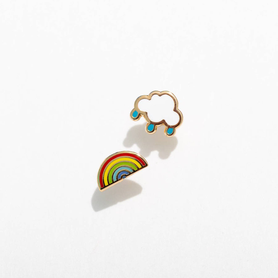 Cloud and Rainbow Enamel Stud Earrings