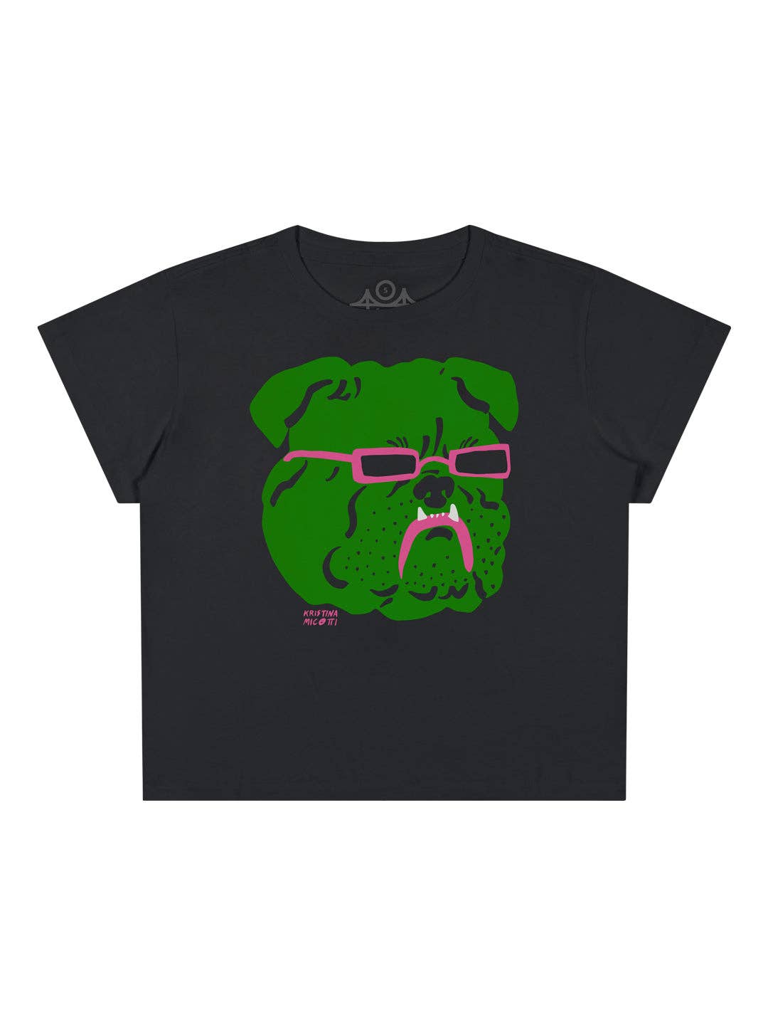 Fun Bulldog with Sunglasses Women’s Crop Tee