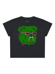 Fun Bulldog with Sunglasses Women’s Crop Tee