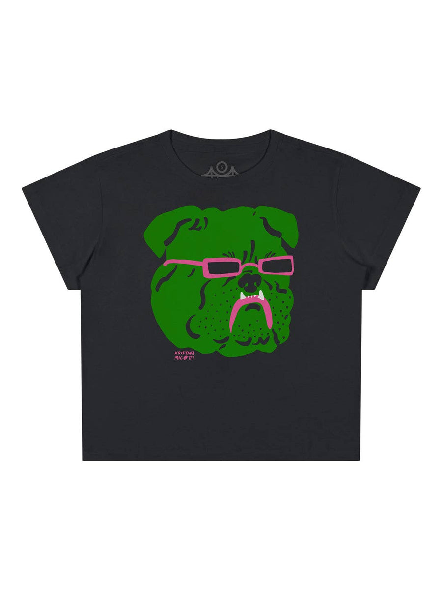 Fun Bulldog with Sunglasses Women’s Crop Tee