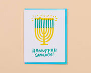 Hanukkah Sameach Menorah Letterpress Greeting Card- Made in USA