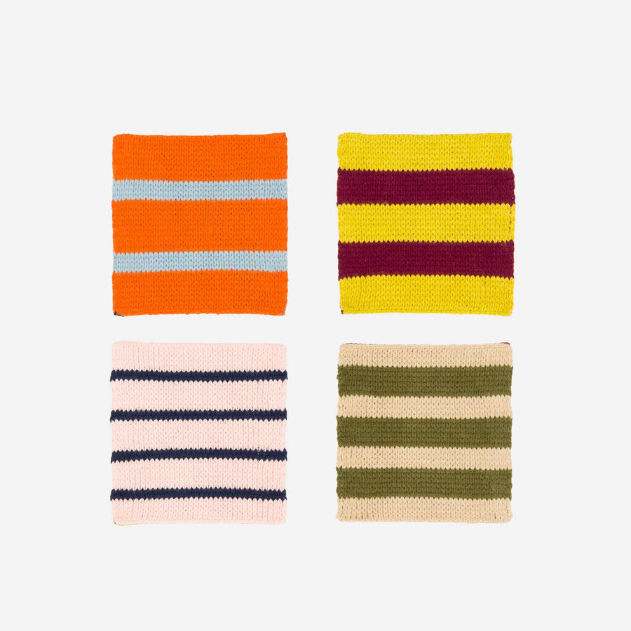 Patchwork Stripe Coaster Set: Desert