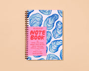 Oysters Letterpress A5 Spiral Notebook - Made in USA - Seafood, Shellfish, Foodie, Ocean, Beach, Coastal - Back to School, Dinner Party, Housewarming Gift, Christmas Gift, Stocking Stuffer
