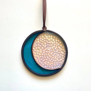 Stained Glass Full Blue Moon Iridescent 5"