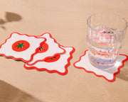 Crudite Letterpress Vellum Coasters - Tomato (Set of 4) - Food, Vegetable, Fruit, Summer, Garden, Tomato Girl - Dinner Party, Housewarming Gift, Christmas Gift, Stocking Stuffer