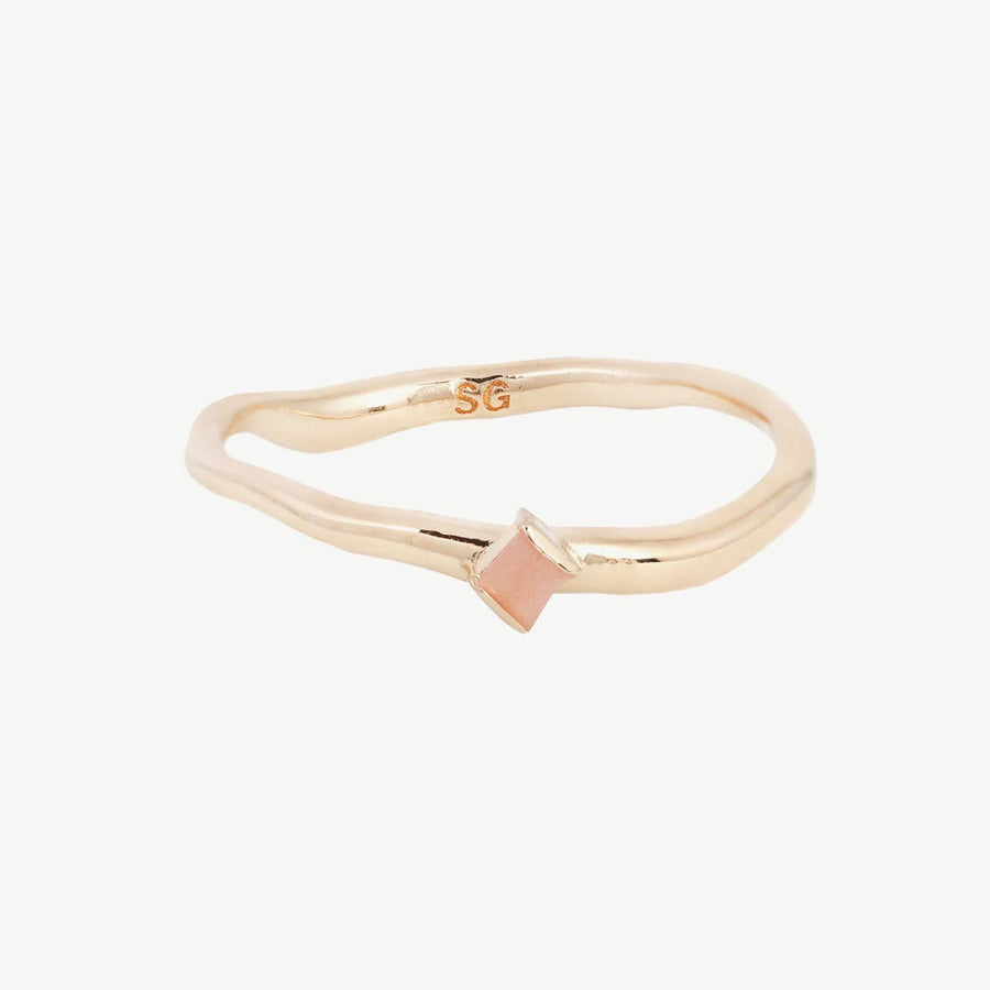 Single Cobble Gemstone Ring - Organic Band - Made in NYC