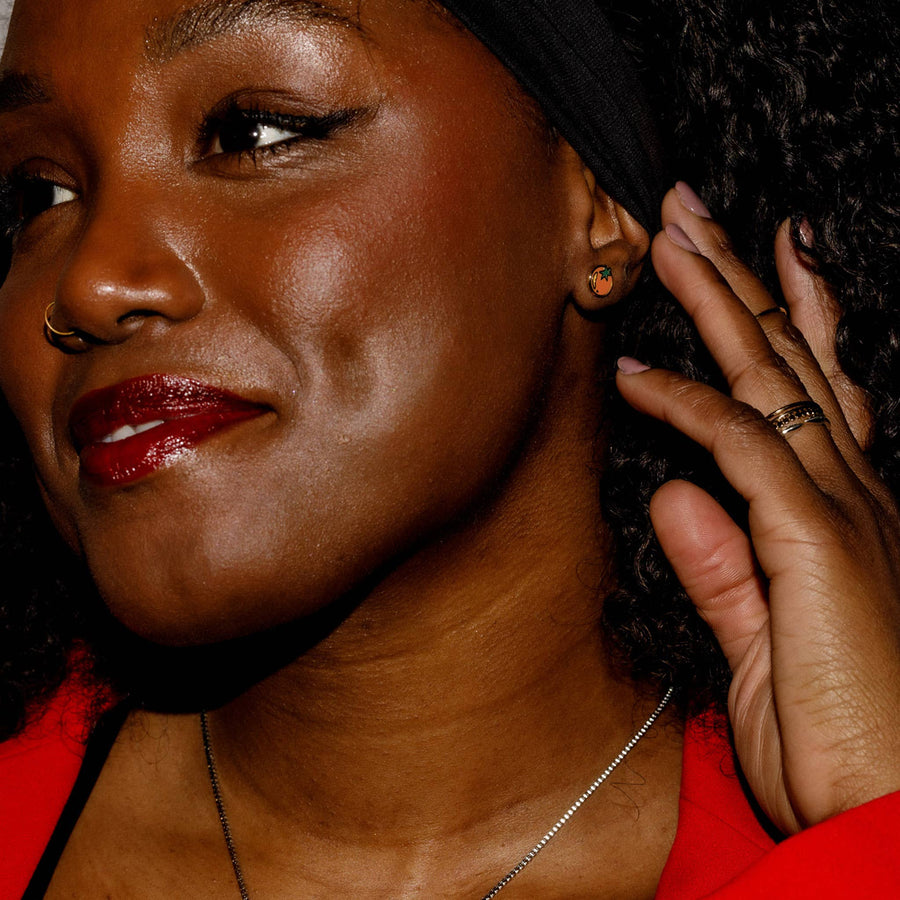 Tomato Enamel Stud Earrings