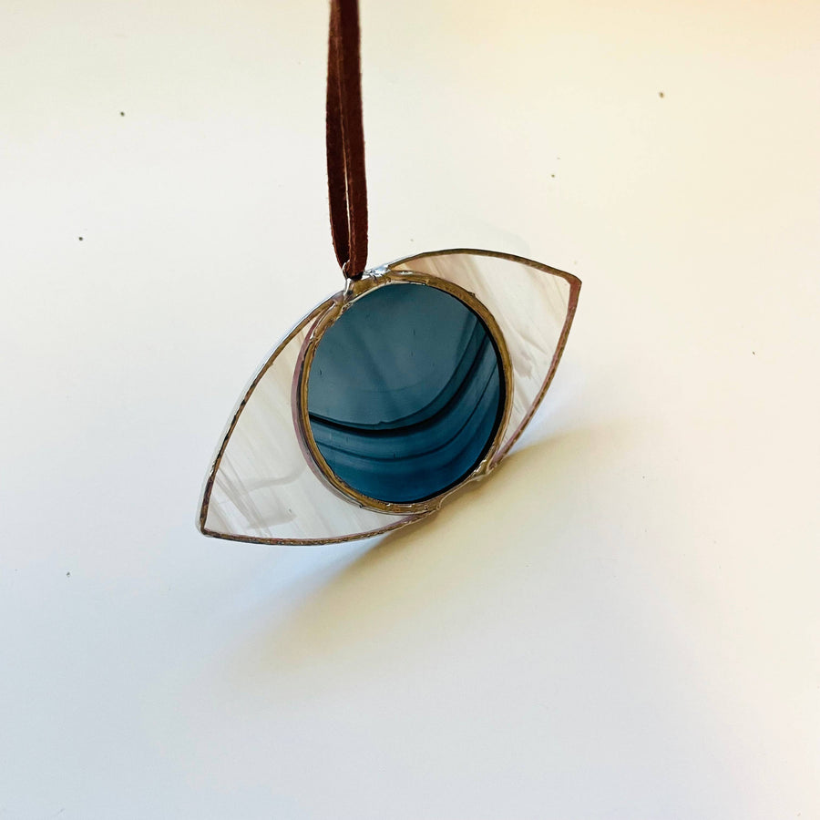 Stained Glass Evil Eye Ornament (Dark Smokey)