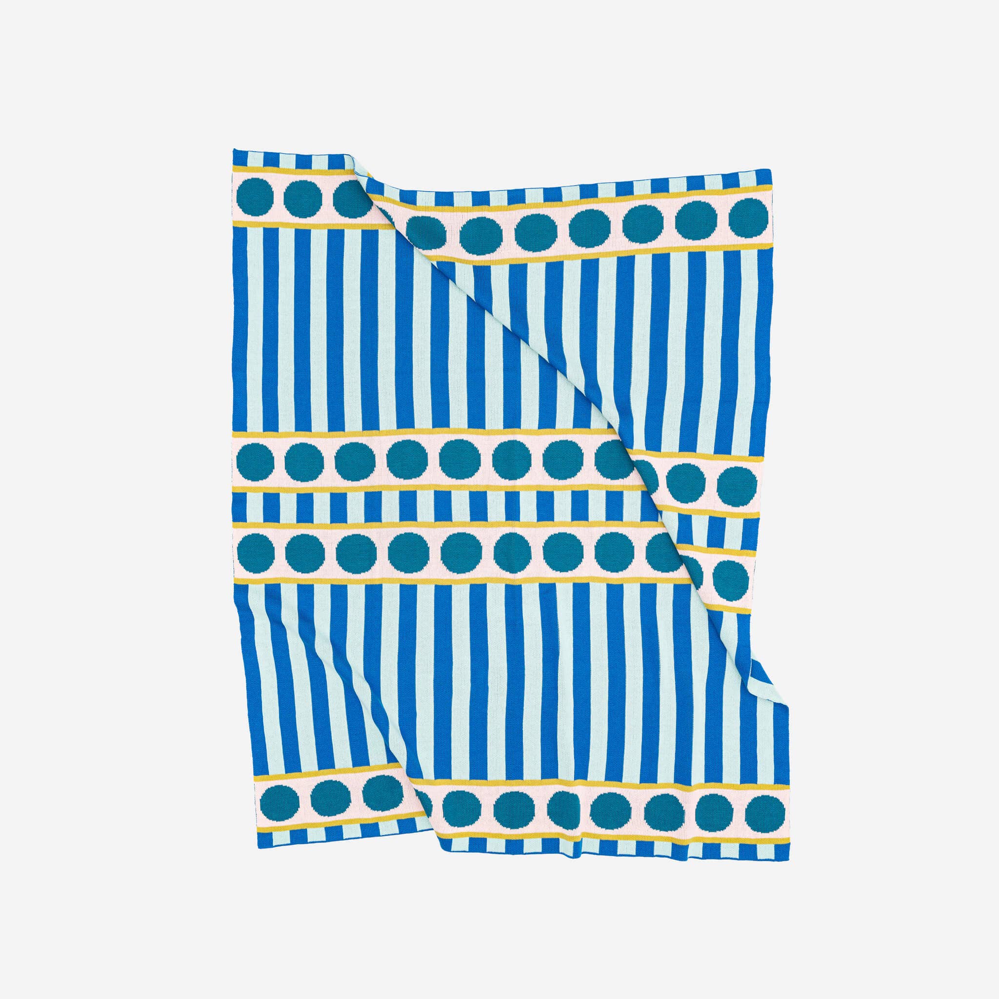 Stripe Dot Throw Blanket with new and repurposed deadstock yarn