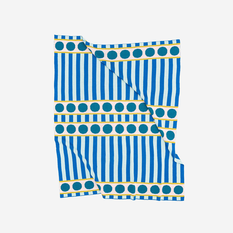 Stripe Dot Throw Blanket with new and repurposed deadstock yarn