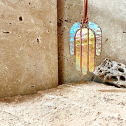 Stained Glass Mini Hamsa Hand (Iridescent Gold And Clear)