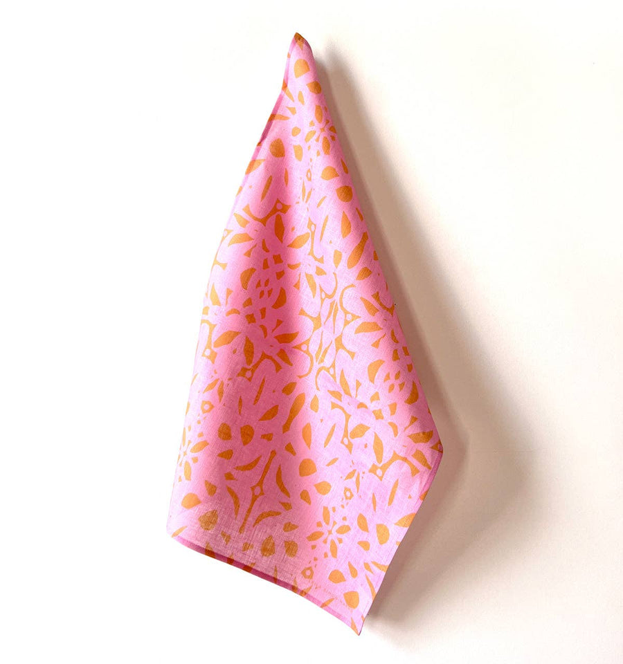 Trellis Tea Towel, pink