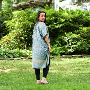 Bohemian Kimono Robe Dress Coverup in Blue Gold Tones | Bali