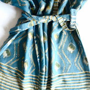 Bohemian Kimono Robe Dress Coverup in Blue Gold Tones | Bali