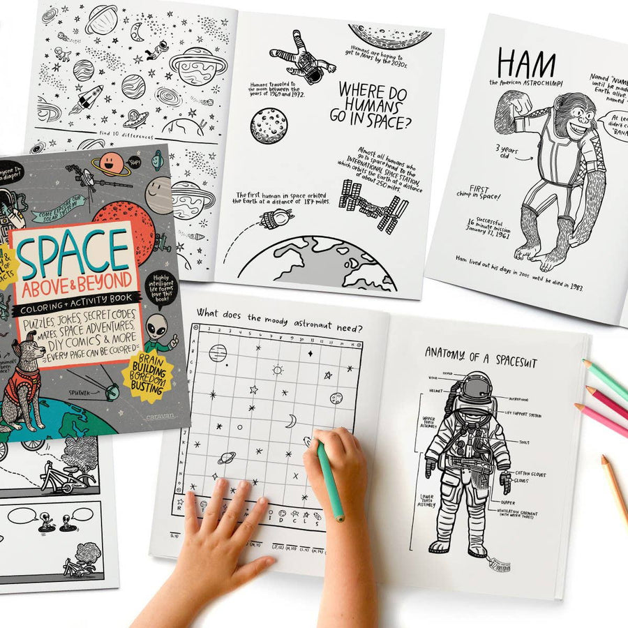 SPACE, Above & Beyond Coloring, Activity, Jokes, DIY + MORE