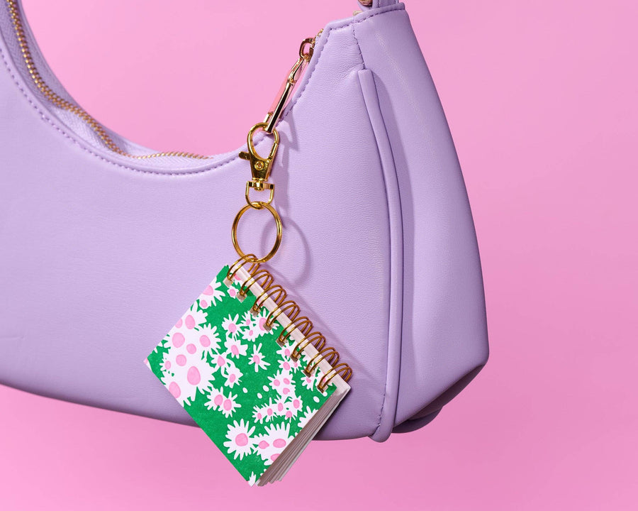 Letterpress Mini Notebook Bag Charm—Aster (Floral)