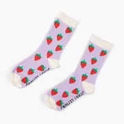 Lavender Strawberry Crew Socks