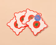 Crudite Letterpress Vellum Coasters - Tomato (Set of 4) - Food, Vegetable, Fruit, Summer, Garden, Tomato Girl - Dinner Party, Housewarming Gift, Christmas Gift, Stocking Stuffer