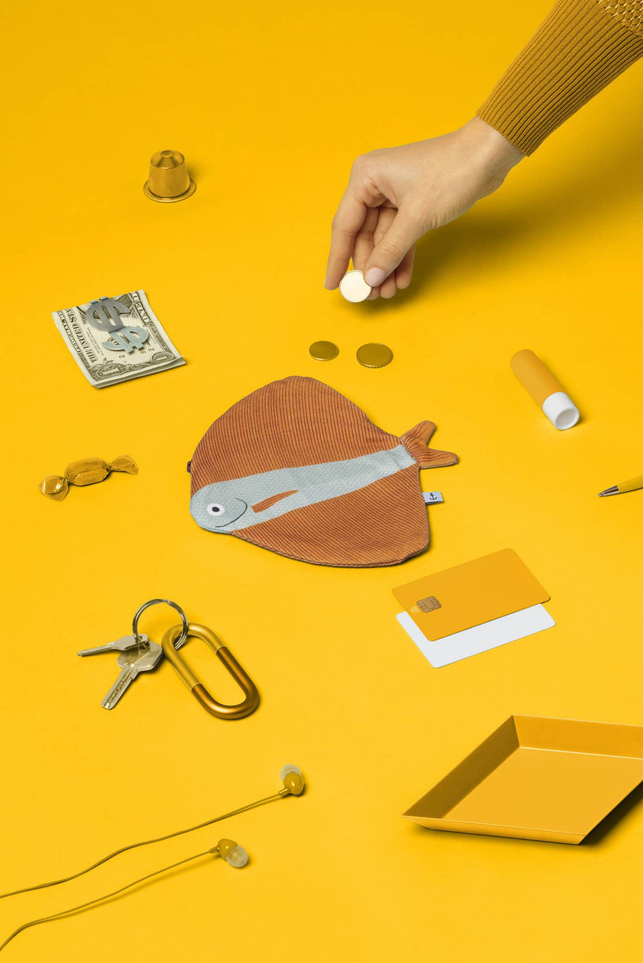 Fanfish purse, organizer, pouch - 100% cotton