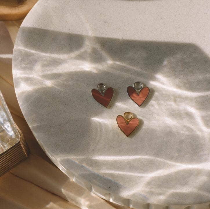 Pink Heart Charm in sterling silver