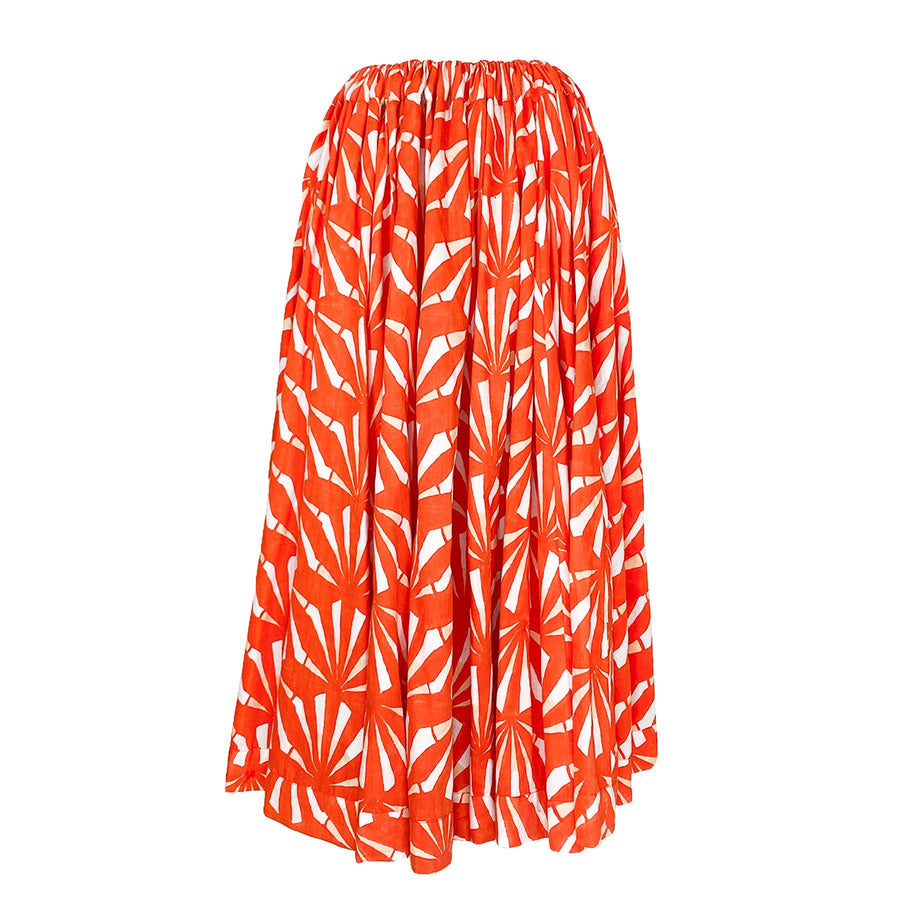Vivian Skirt in Coral Red and Sand Fan