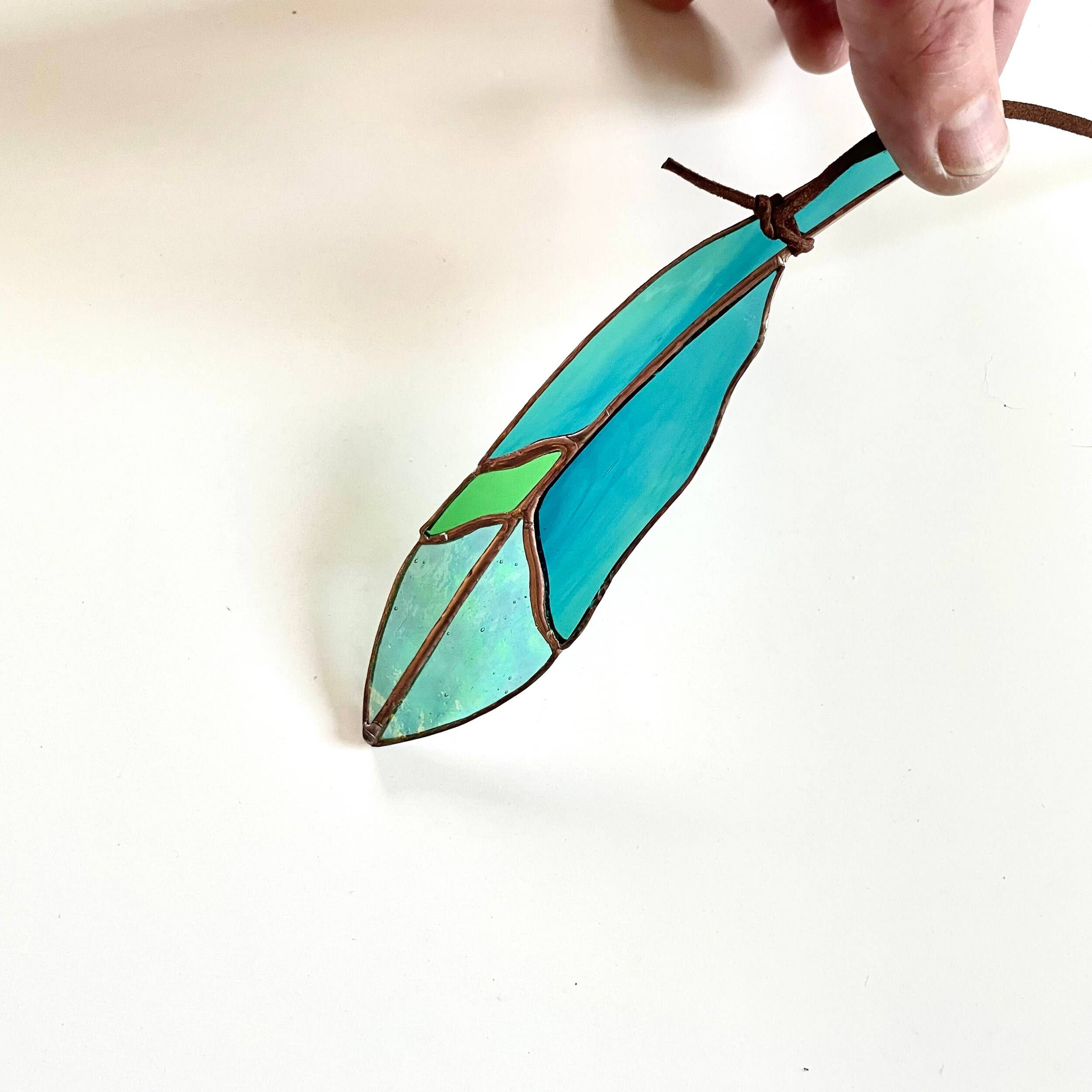 Stained Glass Mini Classic Feather - Turquoise Dream