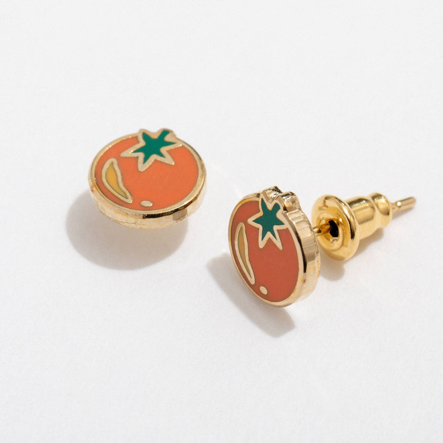 Tomato Enamel Stud Earrings