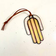 Stained Glass Mini Hamsa Hand (Iridescent Gold And Clear)