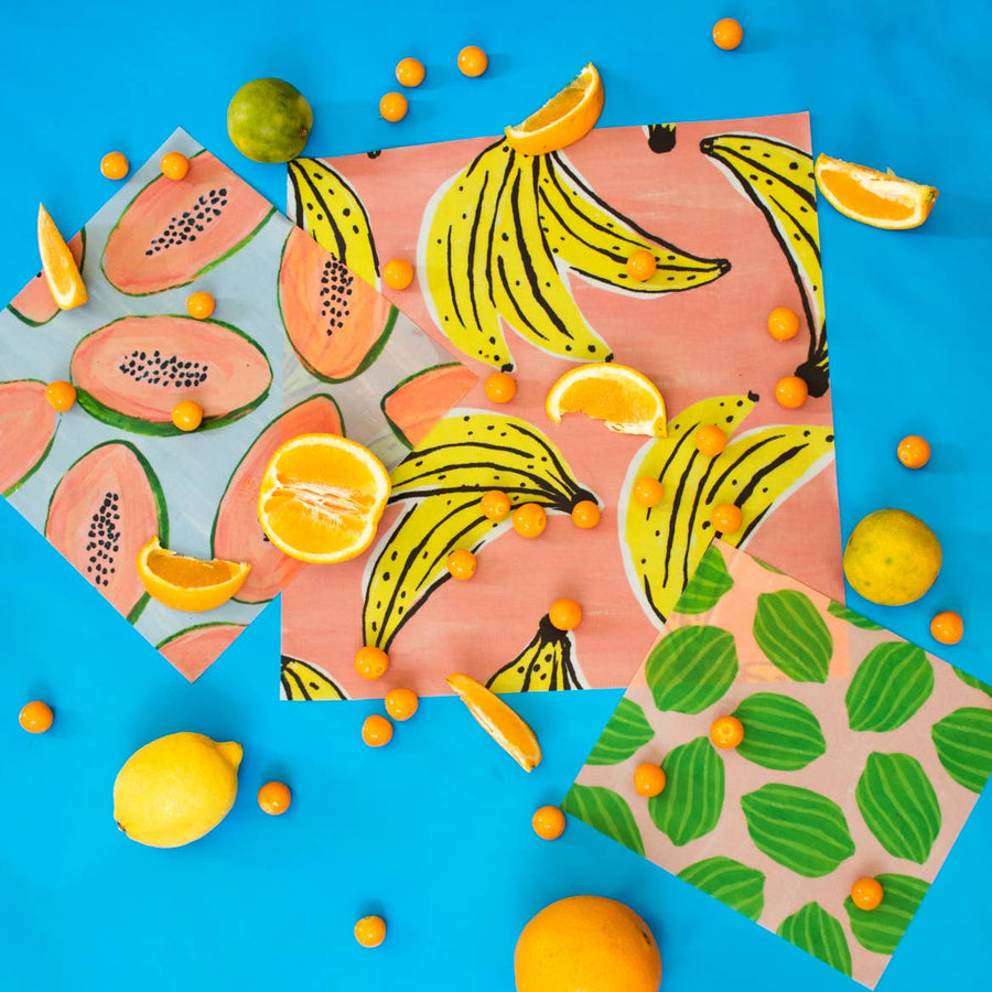 Fruit print Beeswax wrap set 3 pack