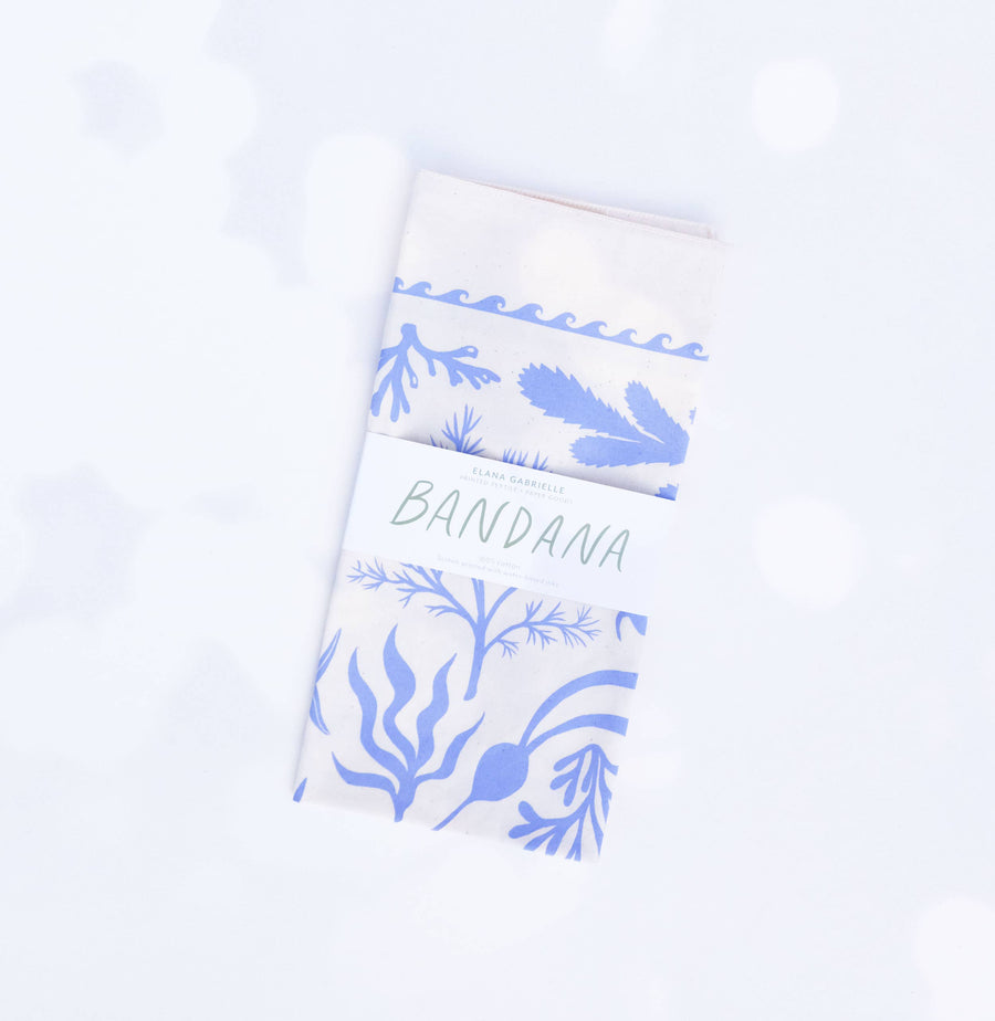 Tides Bandana: White on Stone