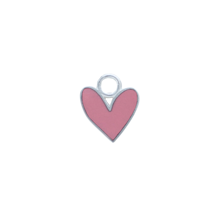 Pink Heart Charm in sterling silver