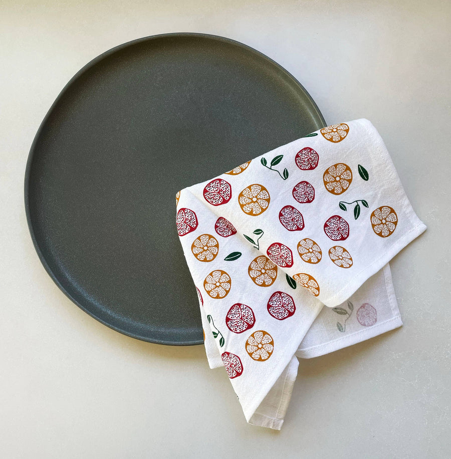 Cotton cloth napkins SET OF 4 -Pomegranate and Orange