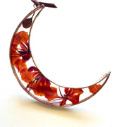 Glass flower pressed Desert Bloom Crescent Moon 5"