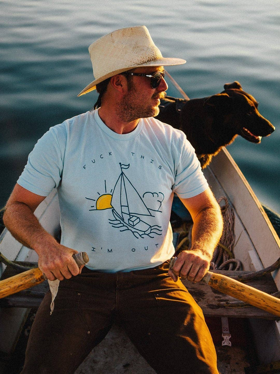 f*ck this I'm out - Sailboat Unisex Tee Light Blue