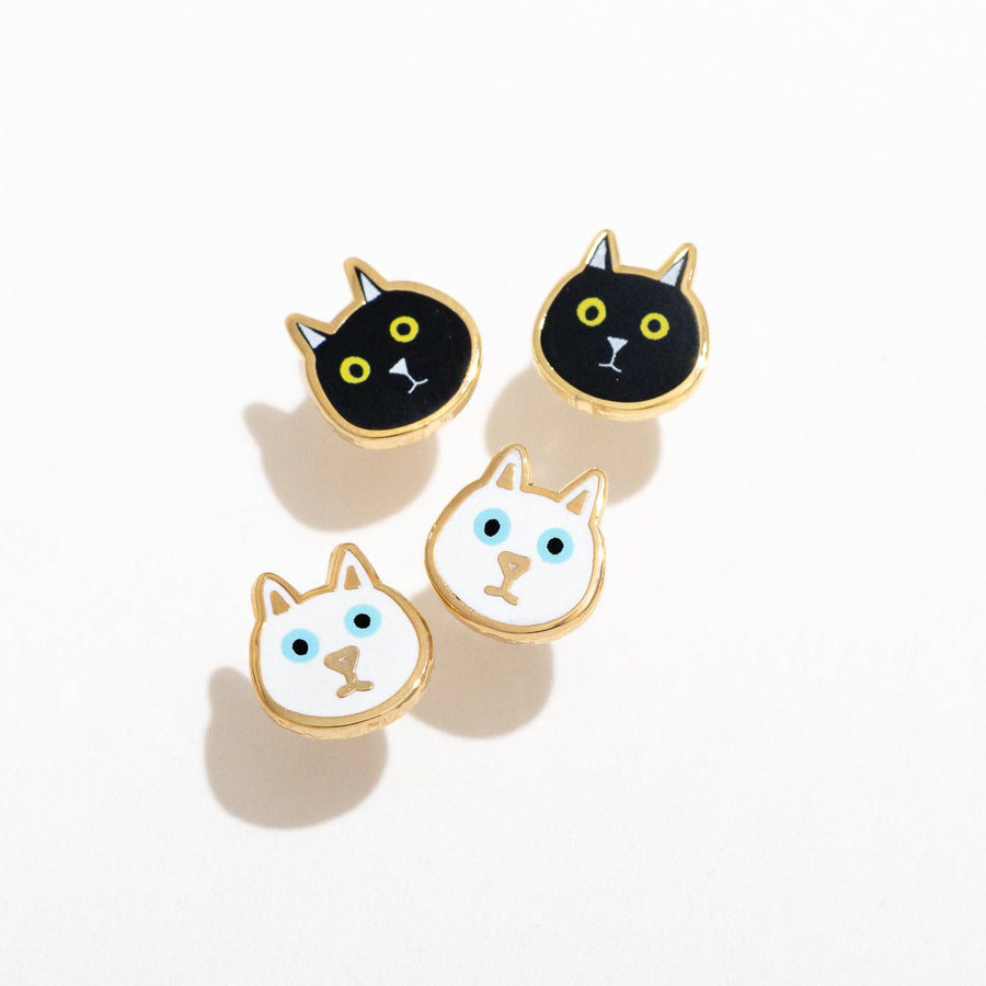 Cat Enamel Stud Earrings
