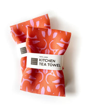 Trellis Tea Towel, coral